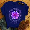 Purple Lotus Print T Shirt Women Short Sleeve O Neck Loose Tshirt Summer Women Tee Shirt Tops Camisetas Mujer