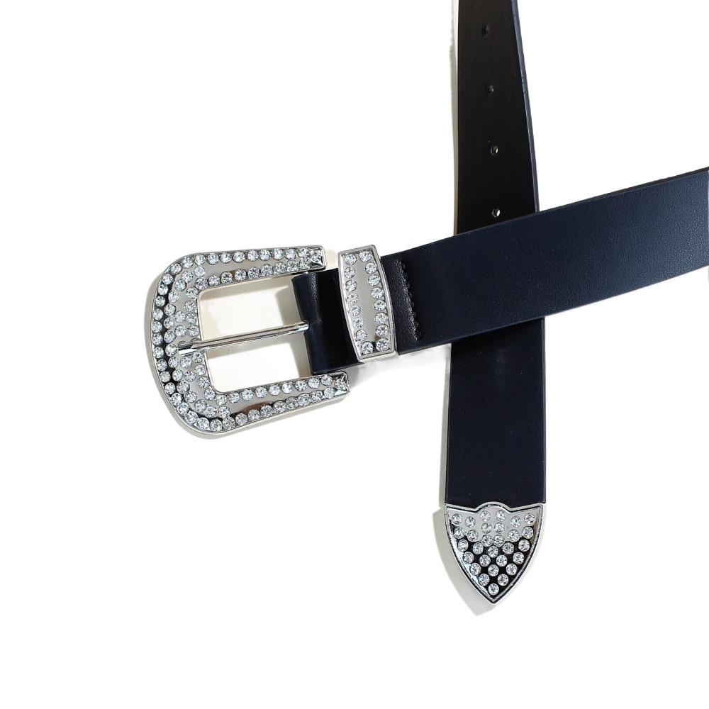 PU Leather Rhinestone Belt Zinc Zinc Alloy Jeans Waistband All-match Women Belt  Decorative