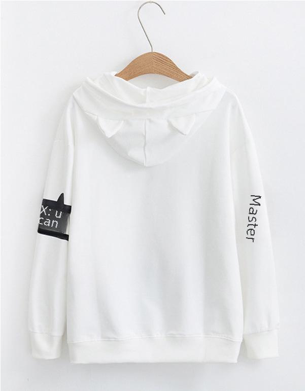 Women's Cat Print Long Sleeve Autumn Hoodie Sweater