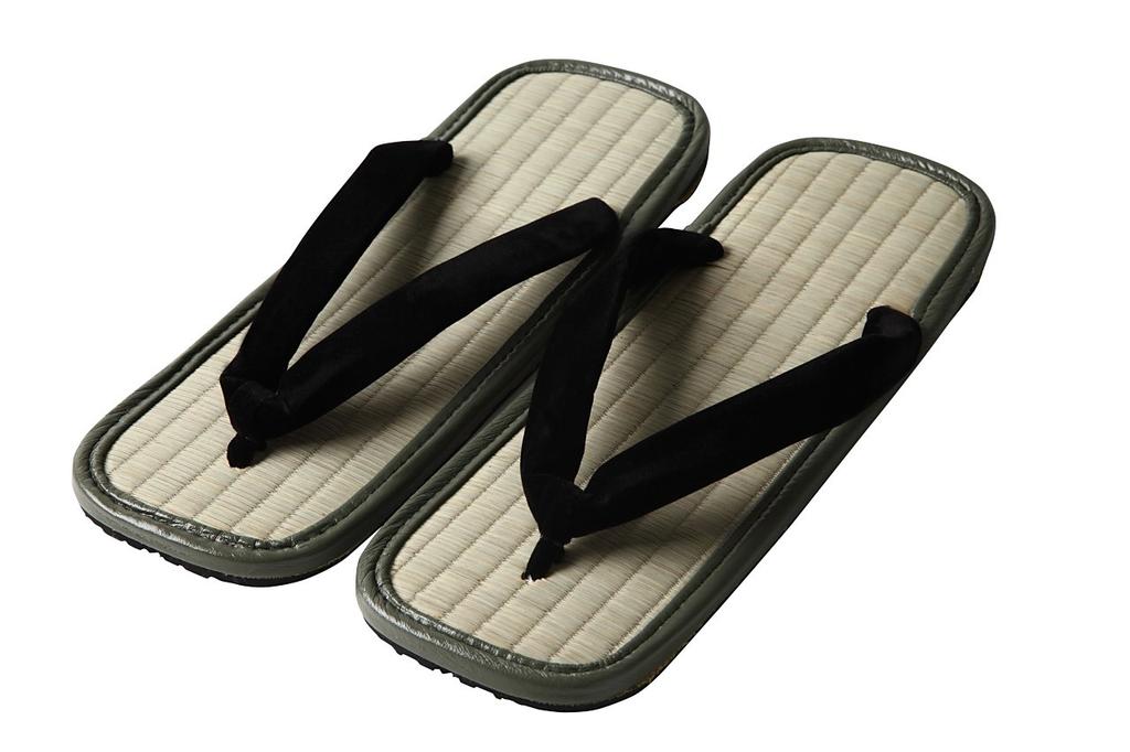 Edoten Geta Tire Igusa Made In Black Size LL Sandals, Soles, Grass, Japan, Straps,