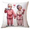 New Valentine's Day Pillow Cover Fun Watercolor Valentine's Day Old Couple Push Cover Home Cushion Cover