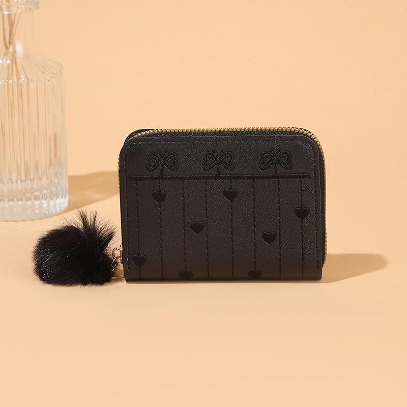 

Wallet women s fashion summer and autumn new personalized hairball hand change bag чёрный
