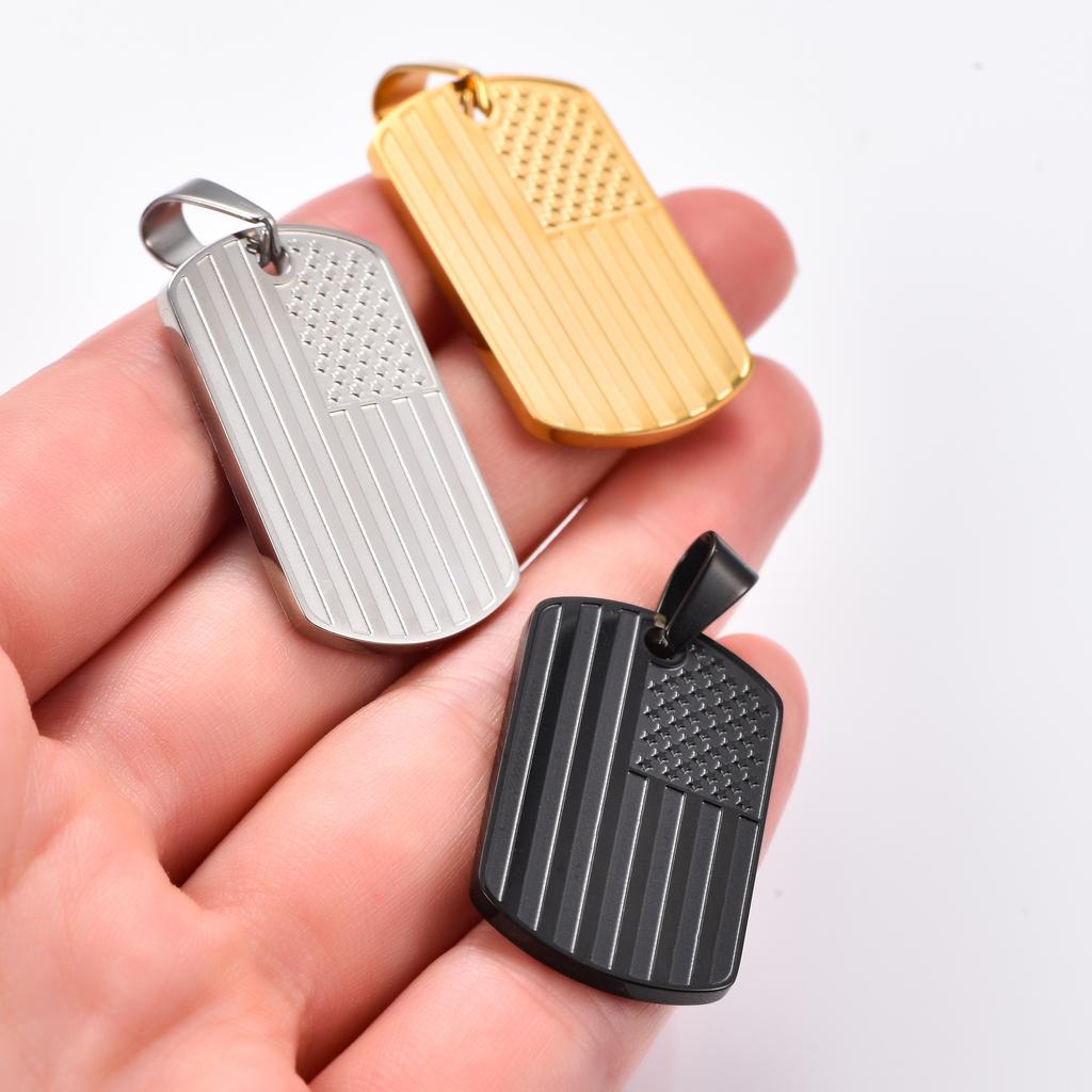 Hip Hop Stainless Steel American USA Flag Pendant Necklace for Women Men US Army Military Charms Chain Star Stripe Metal Jewelry