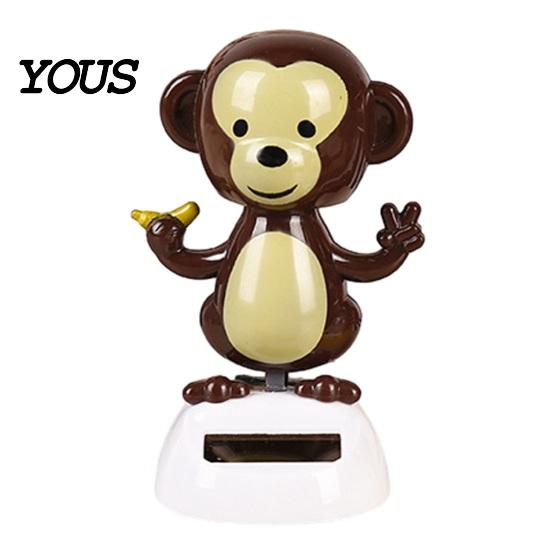 Solar Powered Car Decoration Ornaments, Shaking Head Monkey Toy, Banana Holding Colorful Dashboard Toy Figure, Swinging