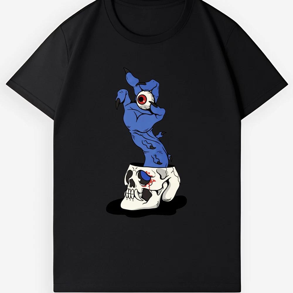 Gothic Horror Graphic Tee | Eyeball Skeleton Hand Print Unisex Top XL