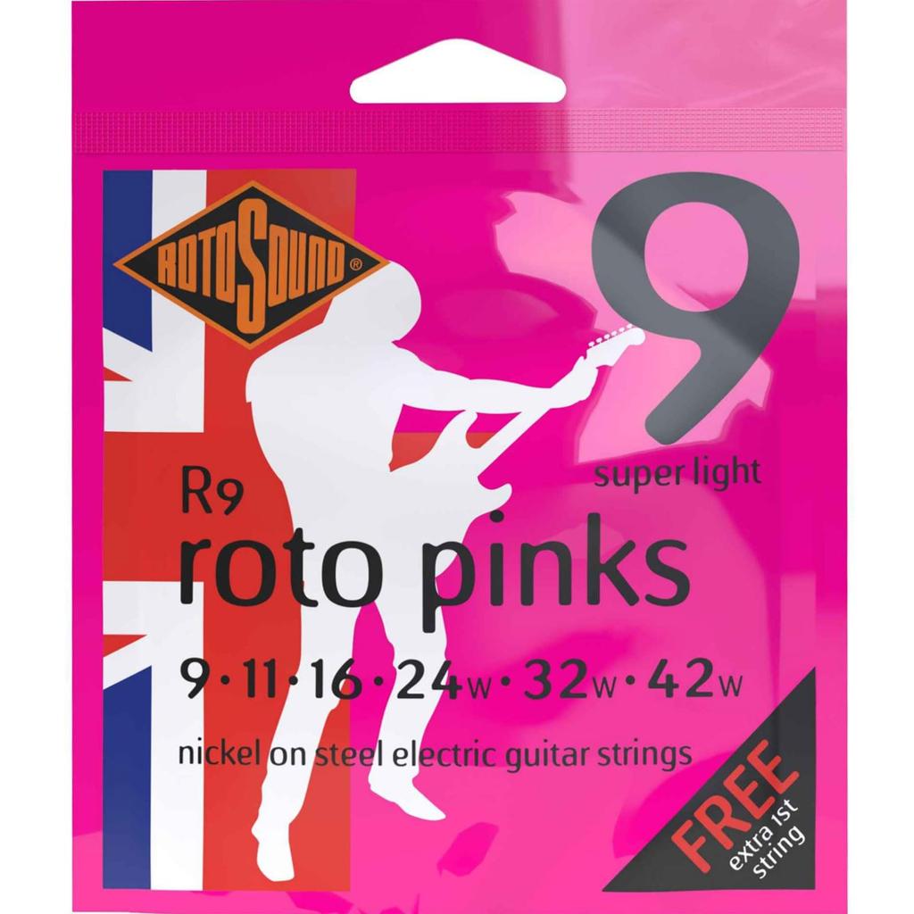 ROTOSOUND Electric Guitar Nickel On Light R9 Strings, Steel/Super (.009-.042),