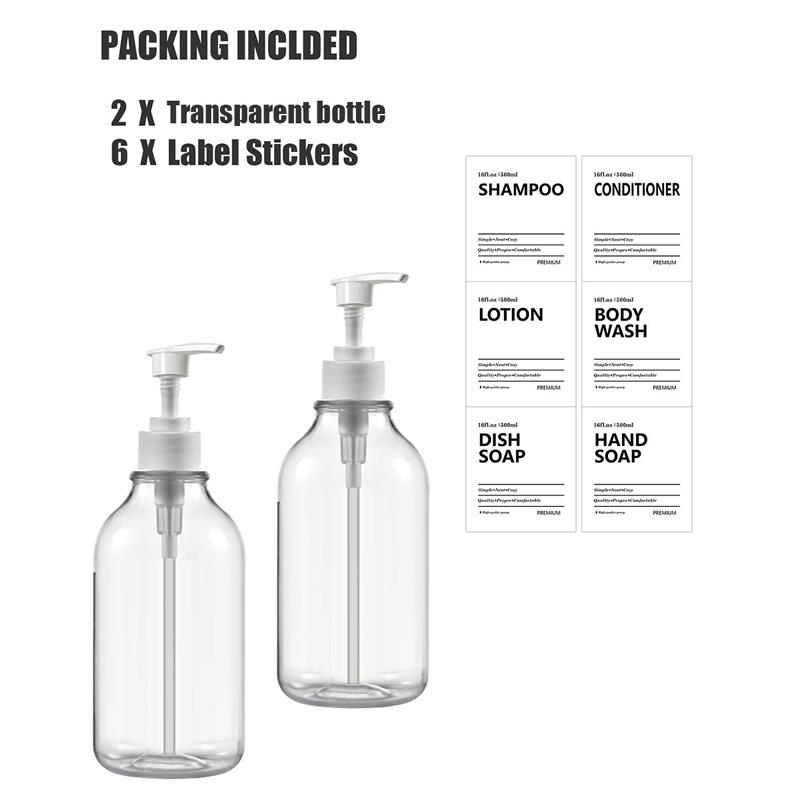 

500 мл Прозрачный дозатор шампуня и кондиционера для настенного крепления бутылки мыла для душа с этикетками сменные дозаторы для геля для душа для ванной комнаты кухни type 1