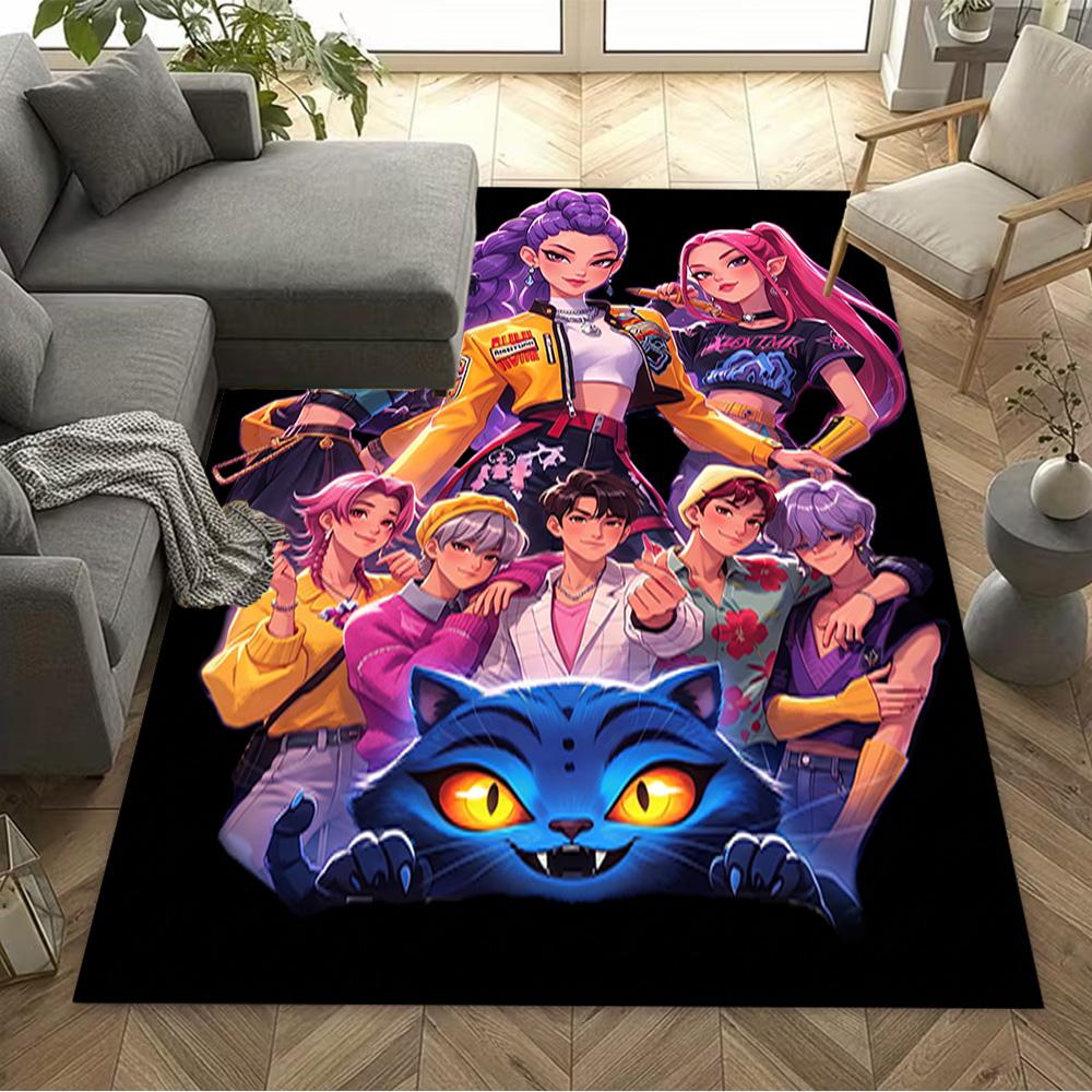 Huntrix: Future Heroes Unite Area Rug Design for Living Rooms Decorate Room Bedrooms Entryway Antislip Carpet Office Home Decor