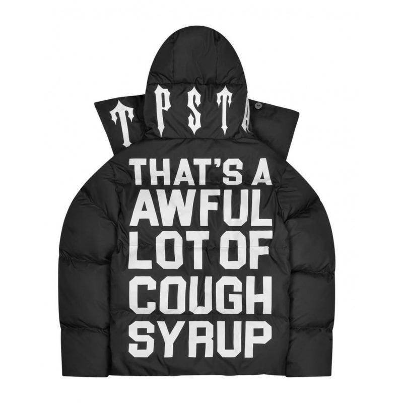 Trapstar Glänzende Schwarze PU-Lederjacke mit Abnehmbarer Kapuze - Verdickte Baumwoll-Paar-Oberbekleidung Auf Lager