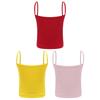 Set da 3 pezzi per bambine: canottiera a costine, top corto senza maniche con spalline sottili, tinta unita, per sport e allenamento di danza