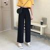 Spring/Summer Women's Black Wide-Leg Pants - Korean Style, Loose, Slimming, Versatile, Straight Casual Fit