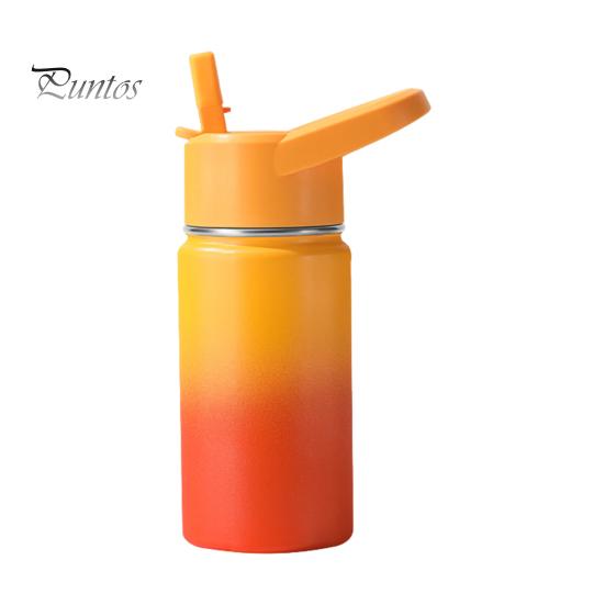 

350 мл вакуумная бутылка с соломинками, термос из нержавеющей стали для школы, герметичная бутылка для воды для малышей, для мальчиков и девочек, для приключений на свежем воздухе 350ml жёлтый/оранжевый