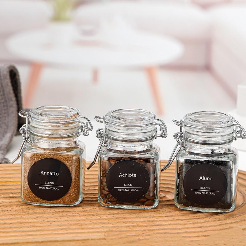 50/100ml Glass Bottle Sealed Storage Jar with Buckle Airtight Locking Lid Big Mouth Kitchen Bottles for Coffee Beans Fruits Nuts