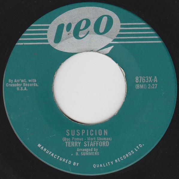 

7-дюймовая пластинка ТЕРРИ СТАФФОРД Suspicion 8763X Reo 1964 Канада Рок Б/у