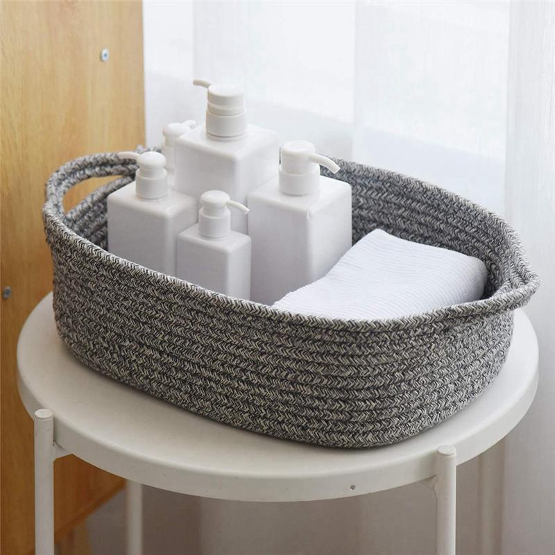 

Rectangular Cotton Rope Storage Basket Storage Basket Bathroom Storage Basket, A Durable 37 X 28 X 12.5Cm сірий
