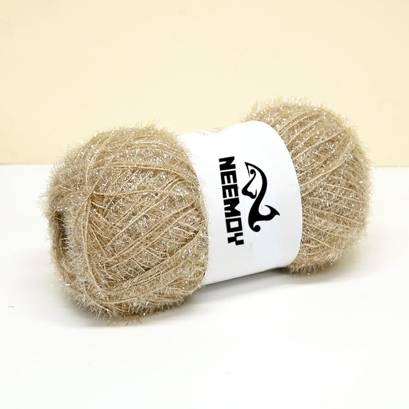 100g/200M Glass Silk Yarn for Hand Knitting Korean Dish Towel Wool Yarn and Crochet Doll Scarf Sweater Gold Silk Thread