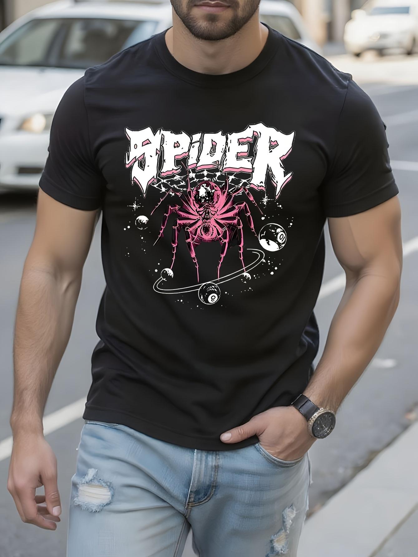 Cool Spider Letter Print Short Sleeve Tshirt S
