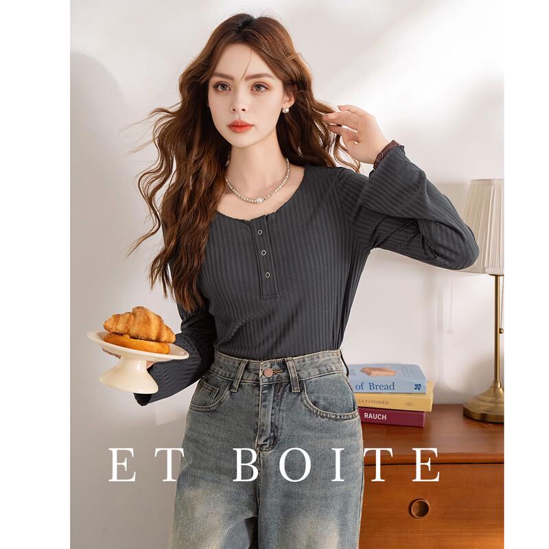 ET BOITE Women s Long-Sleeve Knit T-Shirt L