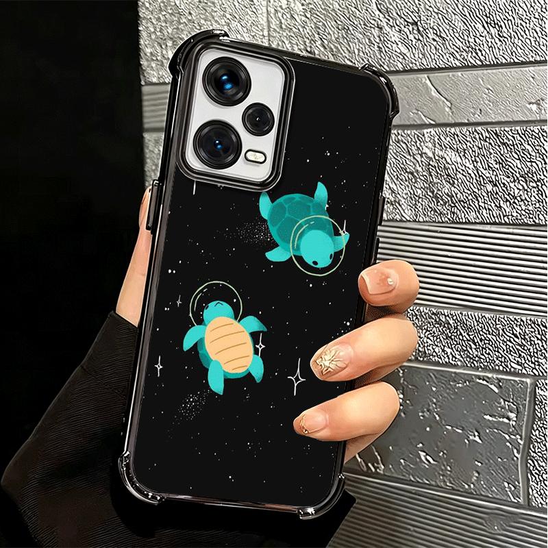 Cartoon Ocean Sea Turtle Plating Phone Case For Xiaomi Redmi Note 14 15 Pro Plus 13 12 11 11S 11T 10 9S 9 5G Anti-Fall Airabag C