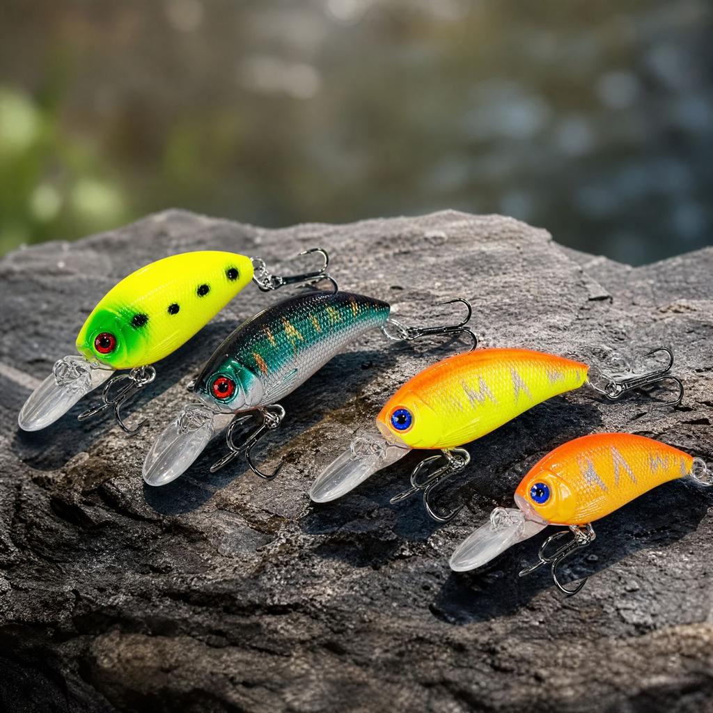 Hard Plastic Crankbait, 4 Color Artificial for Fishing, Fishing Tackle
