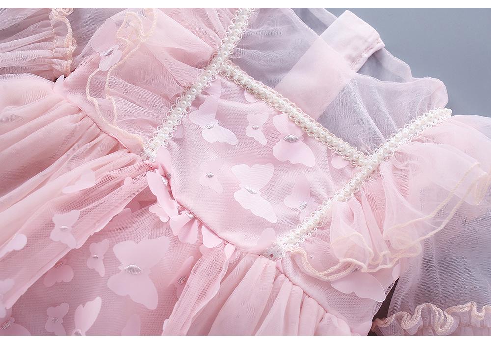 Koreanischer Stil Mädchen Netz-Prinzessinnenkleid mit Schmetterlingsdesign – Frühling/Herbst Mode