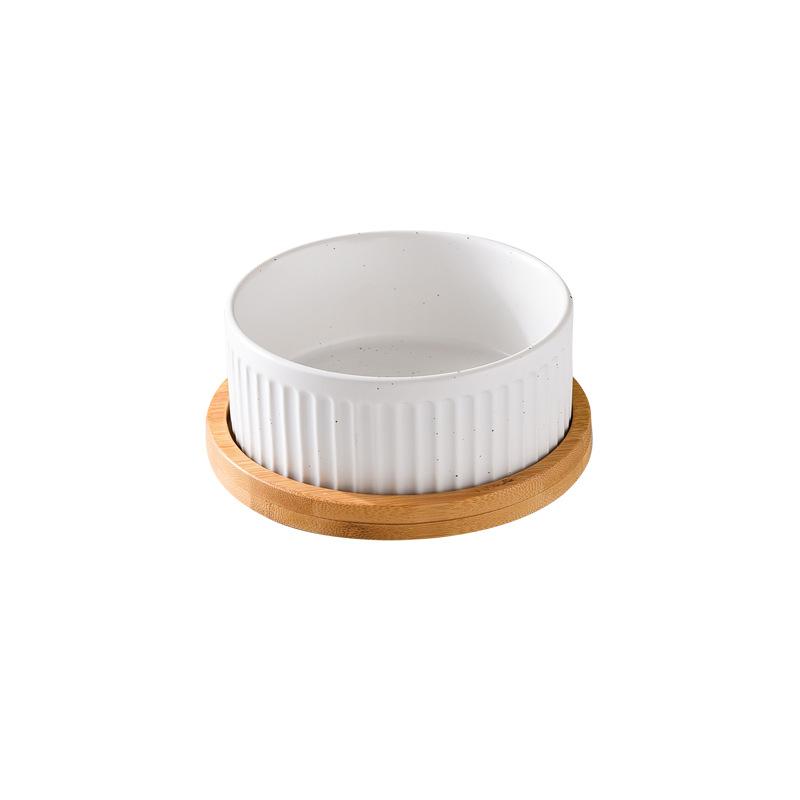 

850 Ml Dogs and Cats Ceramic Bowl Double Triple Cat Food Wood Pallet Water Bowl Large Capacity Pet Drinking Water Feeder 13cm 400ml