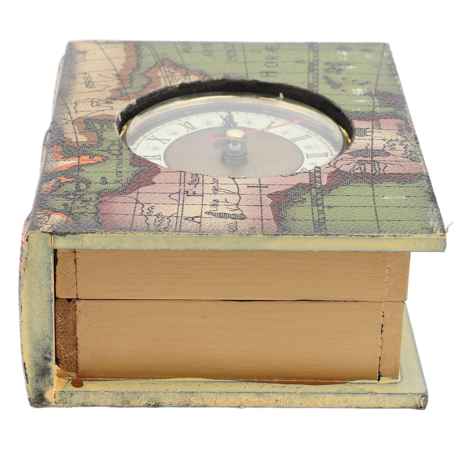 

Vintage Book Storage Box with Clock Simulated Book Jewelry Organizer Photography Prop for Bookcase зелёный