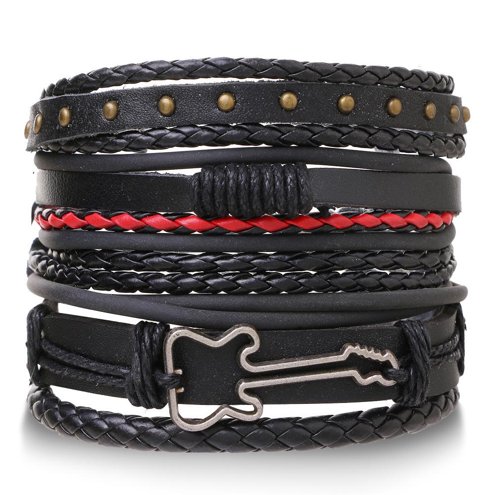 Retro Multi-Layer Beaded Adjustable Leather Men's Bracelet