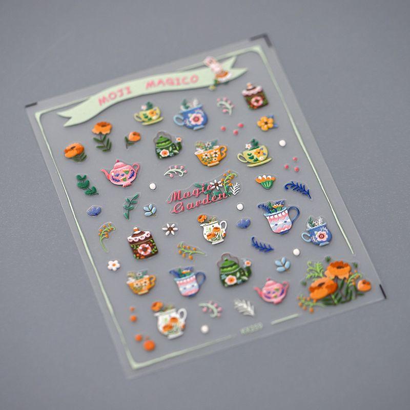 

Qiji Teapot Flower Three-Dimensional Relief Nail Sticker Waterproof Nail Sticker Decorative Decals Ornament Kx359 kx359 (stereo)