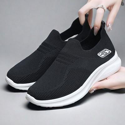 Damen Freizeit Slip-On Laufschuhe Tennis Leichte Fitnessstudio Sneaker Athletische Trainingsschuhe Atmungsaktive Trainer Bequeme Strick-Mesh-Sneaker für Damen