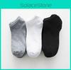 Stylish Breathable Sweat-absorbent Men's Summer Cotton Black Boat Socks Thin White Ins