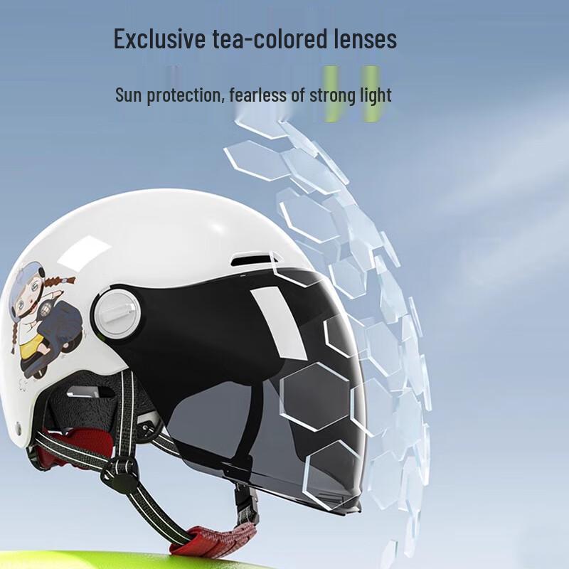 Milin Girls' Painted Cartoon Half-Helmet with Visor