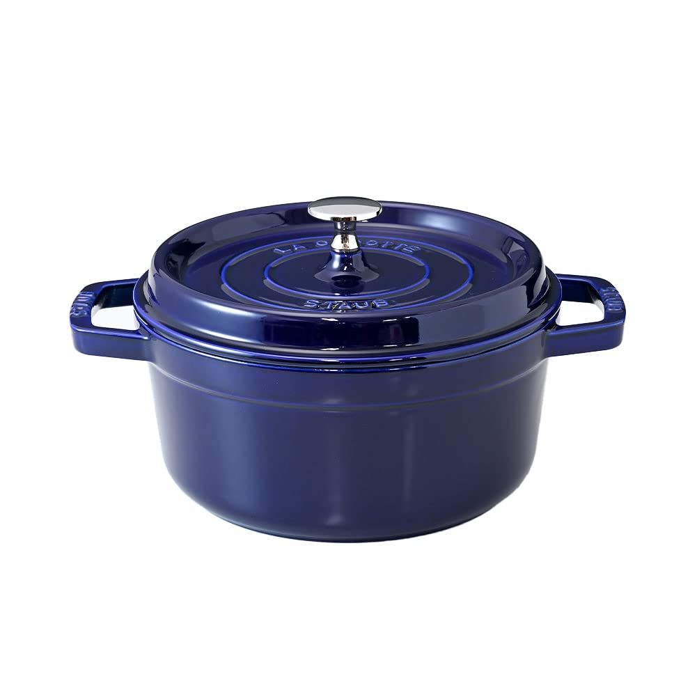 

Staub Pico Cocotte Круглий Чавунний Емальований Горщик Кухонне Приладдя Кухонний Посуд Гранблю 22см 1102291 2.6л [Товар] синій