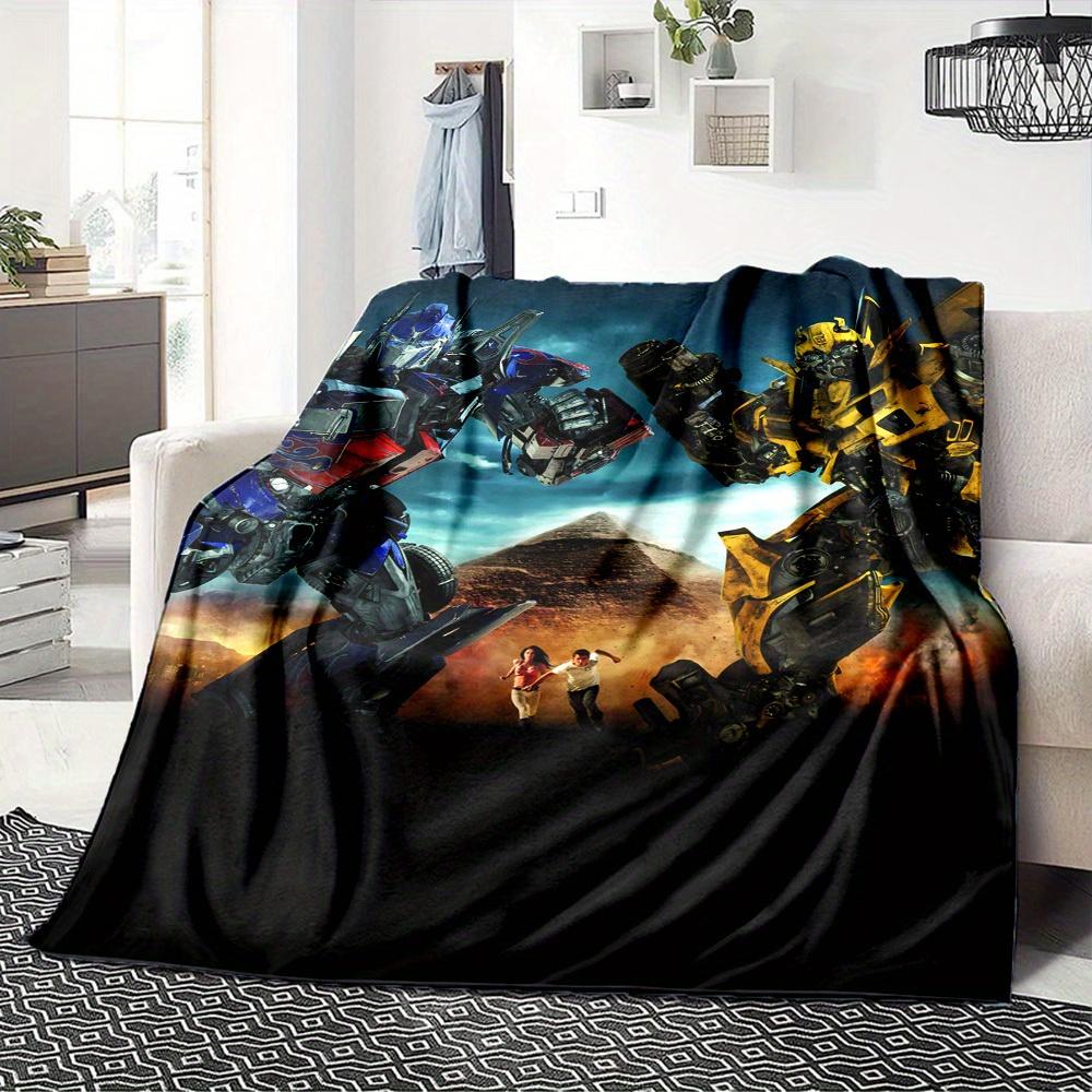 1pc Bumblebee Autobot Digital Printed Flannel Blanket, Super Soft Plush Fleece Bed Cover, Multipurpose Four Seasons Hypoallergenic Quilt for