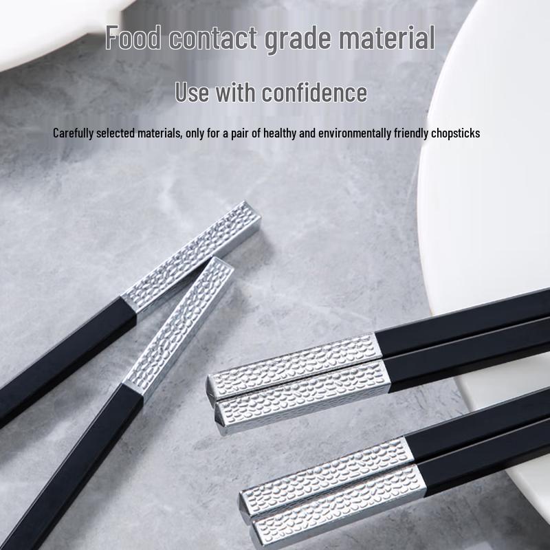 Premium Silver-Tip Antibacterial Alloy Chopsticks 10-Pair Set