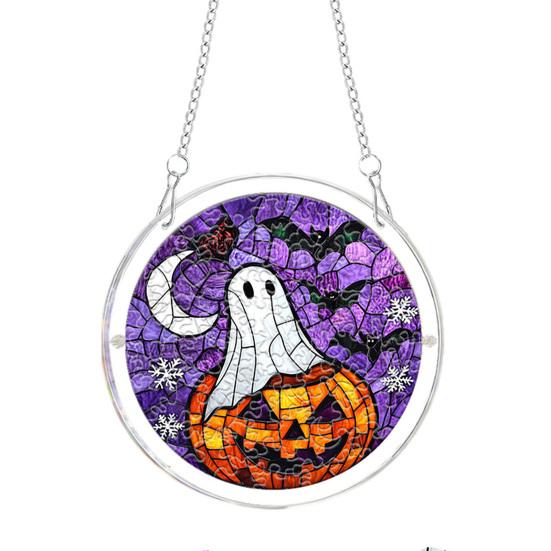 Xiaobudian Halloween Acrylic Puzzle Suncatcher Window Hanging,7.87 Inch Sun Catcher Decoration Ornament, Ideal for Gifting and Home Decor