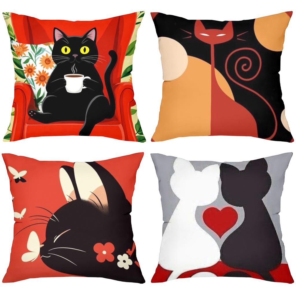 Cute Cat Pattern Throw Pillows For Home Decor Polyester pillowcase, sofa decorative cushion cov Headboard Pillow