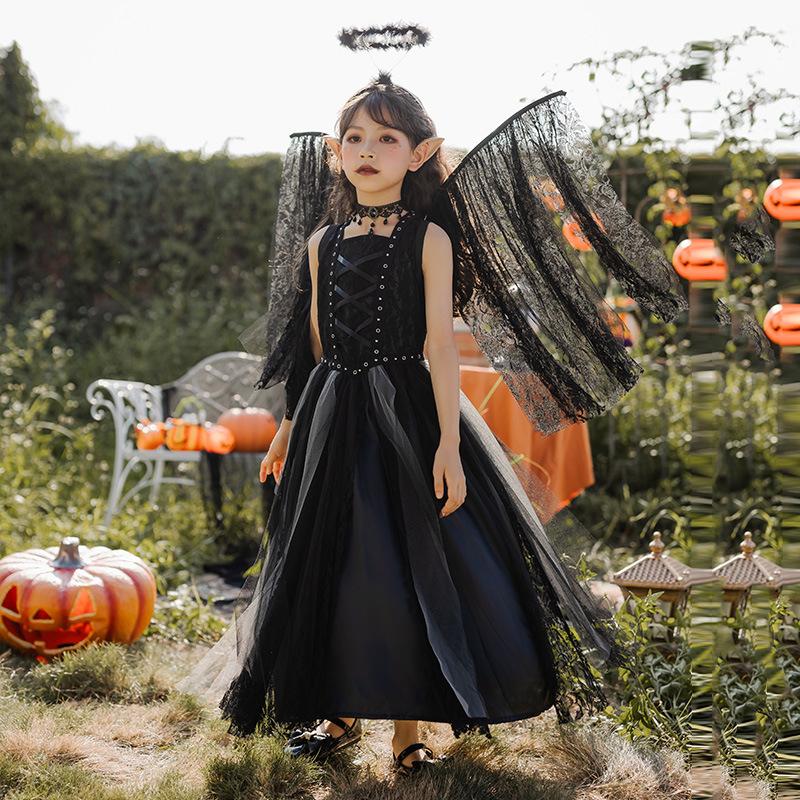 Halloween children's costume angel demon vampire cosplay night elf children's dress girl