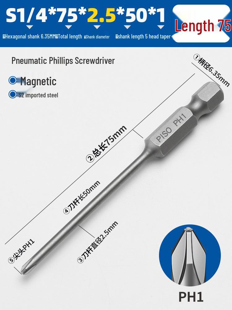 Hexagonal Magnetic Pneumatic Air Screwdriver, S2 1/4 Electric Bit Set