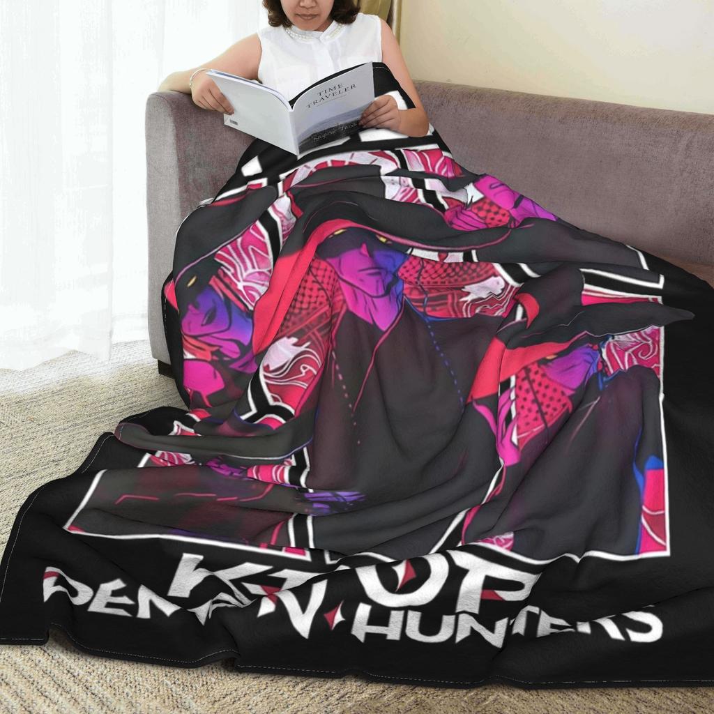 Super Soft BlanketGirls Boys Airplane Travel Saja Boys team KPop Demon Hunters Throw Blanket  Flannel Bedspread For Bed Cover