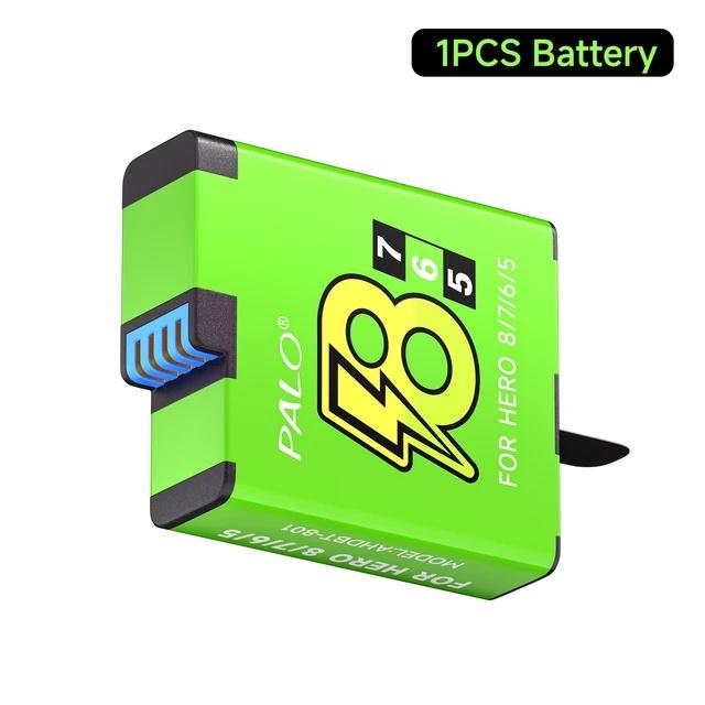 PALO 1800mAh Battery for GoPro Hero 8/7/6/5+LCD Black Battery Charger for GoPro