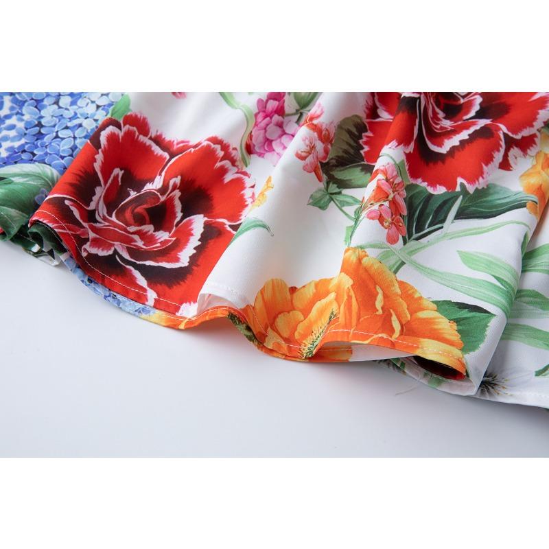 Summer Women Elegant Spaghetti Strap Print Flower Long Maxi Ankle Length Party Dresses