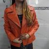 Noora Womens Lambskin Orange Leather Jacket | Stylish Motorcycle Biker Rider Jacket | Slim Fit Winter Party Jacket | Best Gift for Her