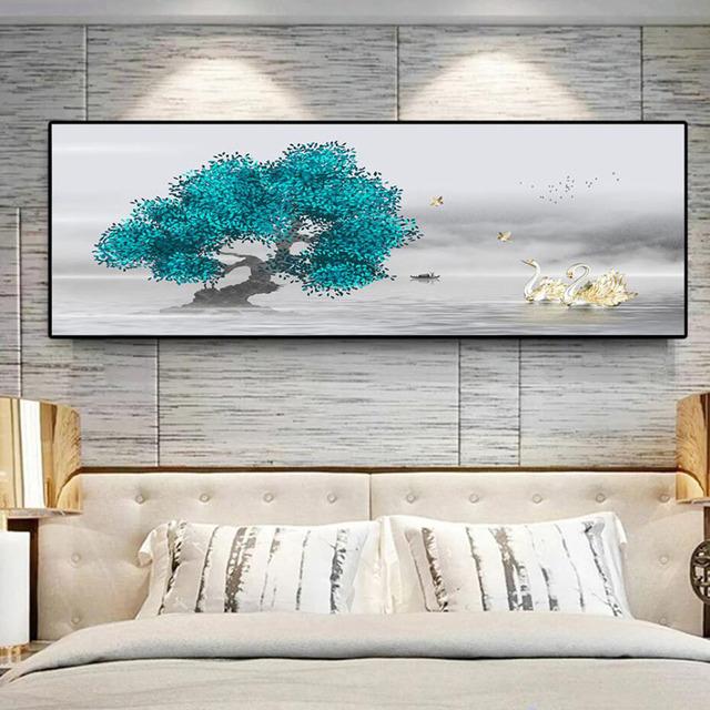 Modern Heart Swan Love Canvas Painting Nordic Animal Posters and Prints Wall Art Pictures Living Room Home Decor No Frame