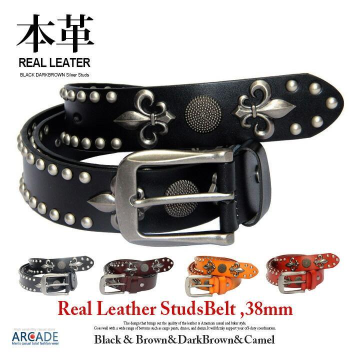 Genuine Leather Belt Western Studded Belt Men s Skull Concho Lily Cowhide Floral Pattern Lily Lily Mexican Design/Best Buy