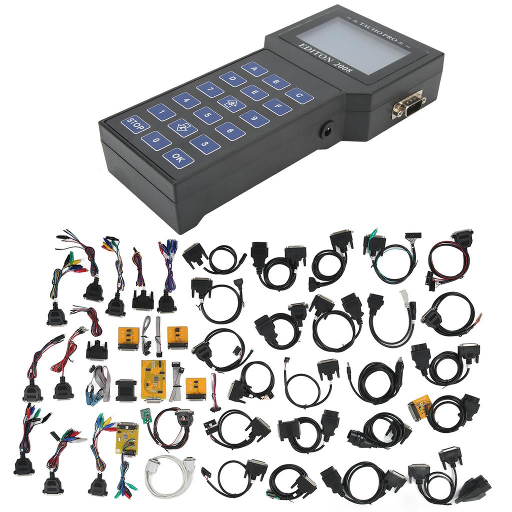For Tacho Pro 2008 Mileage Adjuster Full Cable Dash Programmer LCD Display Backlit Universal Tool