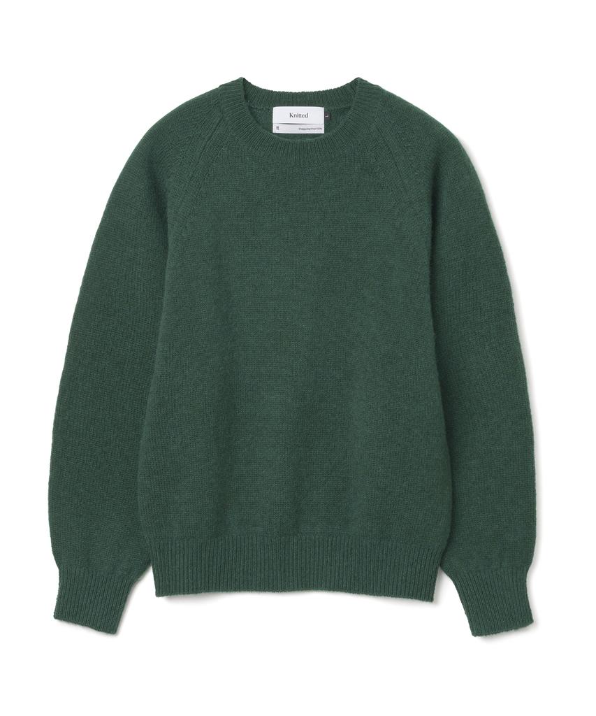 KNITTED Shaggy Dog 100% Wool Round Knit Dark Green