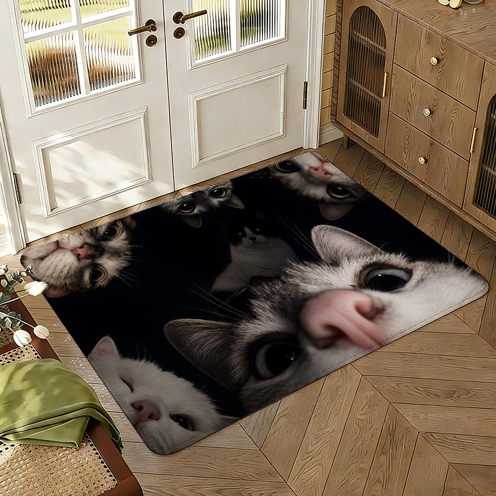 Cool Silly Cat Meme Floor Mat Soft Thickened Absorbent Non-Slip Bedroom Living Room Door Mat Home Decor Flannel Rugs