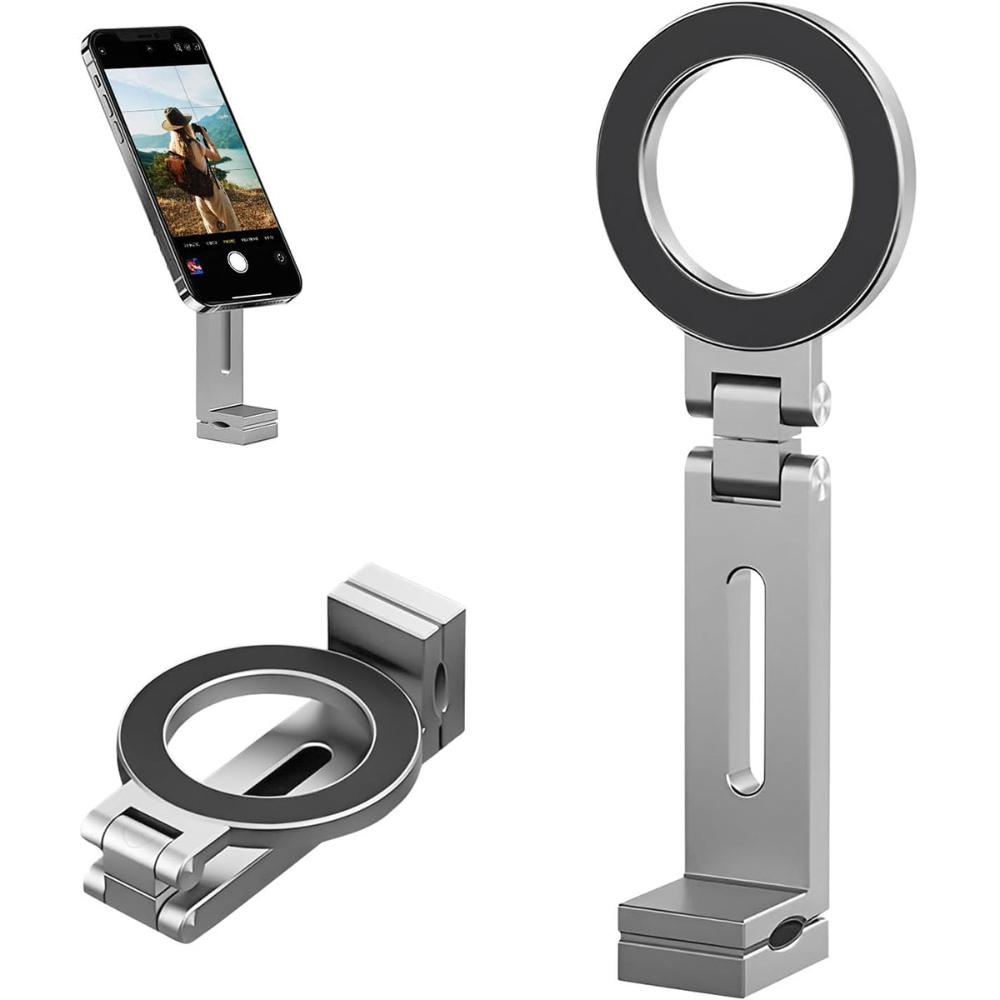 

Magnetic Phone Stand - Adjustable Foldable Phone Holder with Strong Magnets Portable Travel Phone Bracket Compatible with iPhone