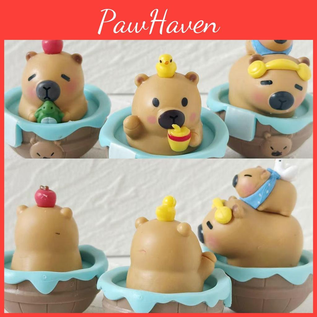 Bathing Capybara Tumbler Toy Pvc Action Figures Model Decoration Kids Gifts